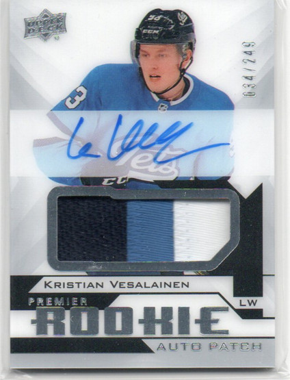  2018-19 Upper Deck Premi RC Auto Patch #ARKV Kristian Vesalainen/249