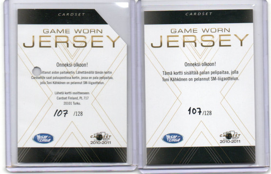 2010-11 Cardset Toni Kähkönen Jersey /128