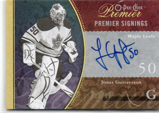 2009-10 OPC Premier Signings Gold #PSJG Jonas Gustavsson /15