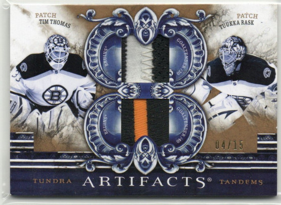  2010-11 Artifacts Patches Gold #TT2BOSG Tim Thomas/Tuukka Rask /15