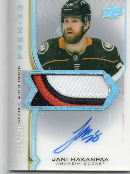  2020-21 UD Premier Acetate RC Patch Auto #ARJH Jani Hakanpaa /249
