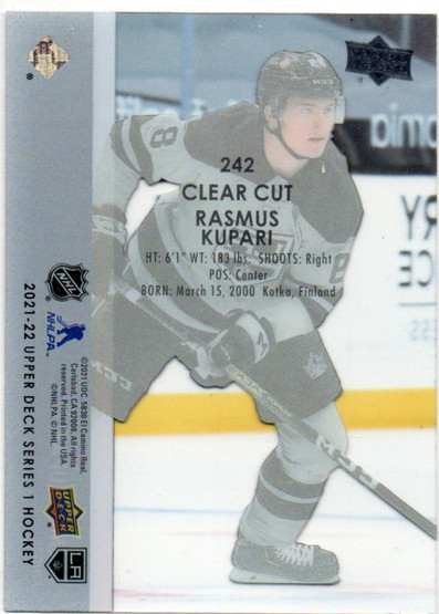  2021-22 Upper Deck Clear Cut Parallel #242 Rasmus Kupari YG