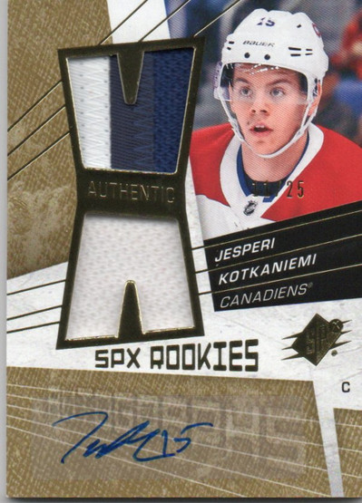  2018-19 SPX '08-09 Retro Rookies Autographs Gold #08AJK Jesperi Kotkaniemi /25
