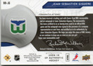 2009-10 SP Authentic Rookie Review Autographed Patches #RRJG Jean-Sebastian Giguere/100/(inserted in 2013-14 SP Authentic) /100