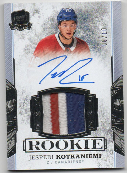  2019-20 The Cup '17-18 Rookie Tribute Patch Autographs #17TJK Jesperi Kotkaniemi /10