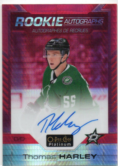  2020-21 O-Pee-Chee Platinum Rookie Autographs Red Prism #RTH Thomas Harley /50