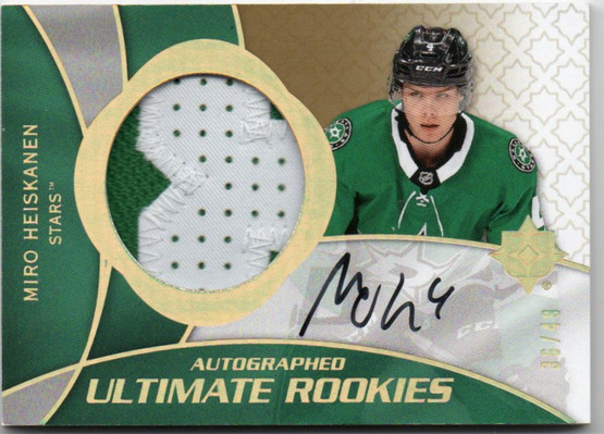 2018-19 Upper Deck Ultimate Retro Rookie Patch Auto Miro Heiskanen /49