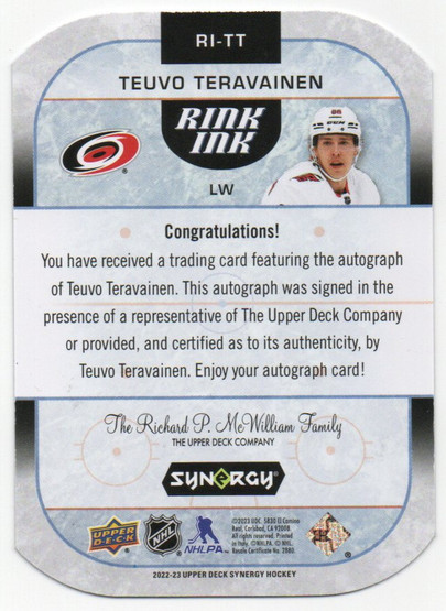  2022-23 Synergy Rink Ink Blue #RITT Teuvo Teravainen 1/1