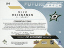  2018-19 SP Authentic Limited Patch Autographs #191 Miro Heiskanen FW/100 RC