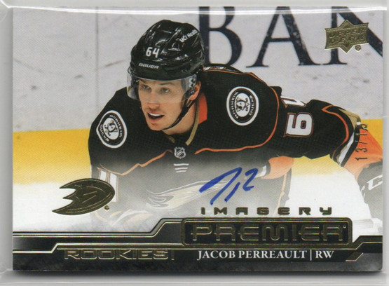 2022-23 Upper Deck Premier Premier Dynamic Imagery Rookie Autographs Black #PDARJP Jacob Perreault/15