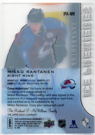  2015-16 Upper Deck Ice Ice Premieres Autographs #IPAMR Mikko Rantanen AU/499