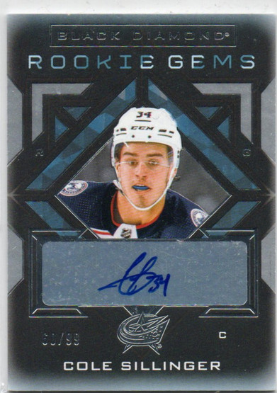 2021-22 Black Diamond Rookie Gems Pure Black Signatures #RGCS Cole Sillinger/99
