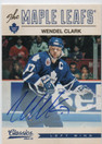  2012-13 Classics Signatures Autographs #19 Wendel Clark/(inserted in 2013-14 Contenders)