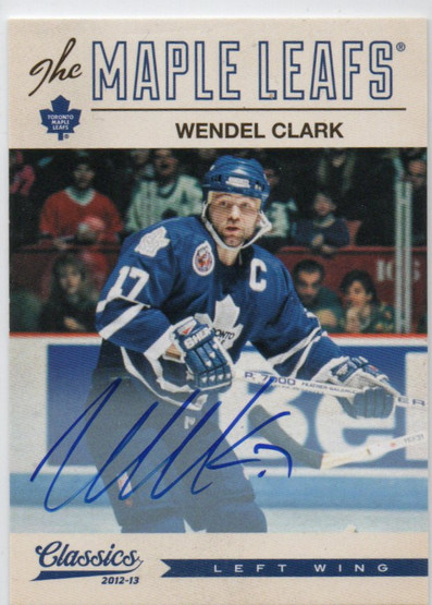  2012-13 Classics Signatures Autographs #19 Wendel Clark/(inserted in 2013-14 Contenders)