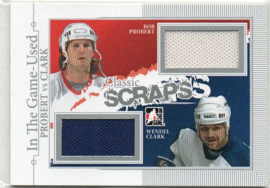  2013-14 ITG Used Classic Scraps Dual Memorabilia Silver #CS12 Bob Probert/Wendel Clark