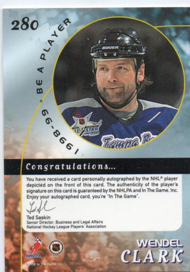  1998-99 Be A Player Autographs #280 Wendel Clark