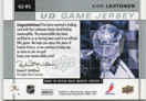  2009-10 Upper Deck Game Jerseys #GJKL Kari Lehtonen