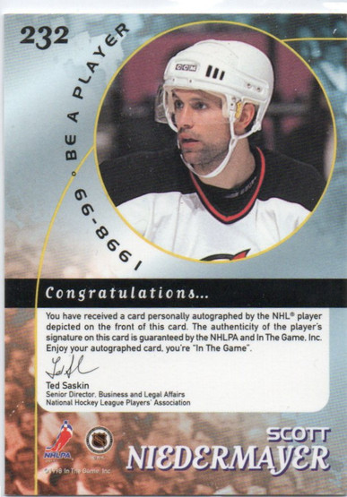  1998-99 Be A Player Autographs Gold #232 Scott Niedermayer