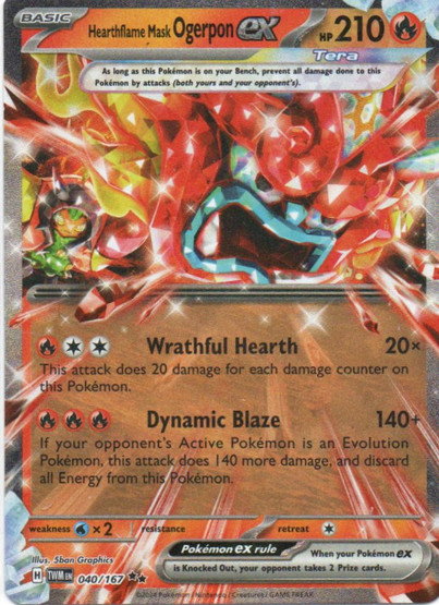 Pokemon Hearthflame Mas Ogerpon ex 040/167 Twilight Masquerade Double Rare