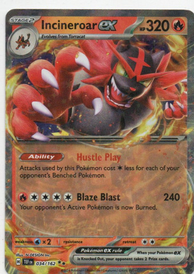 Pokemon Incineroar ex 034/162 Temporal Forces Double Rare