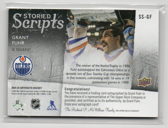  2024-25 Artifacts Storied Scripts #SSGF Grant Fuhr /25