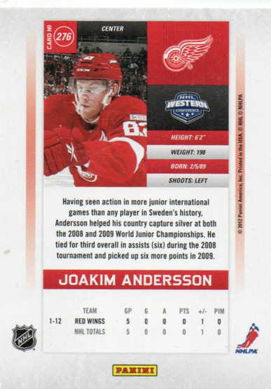  2011-12 Panini Contenders #276 Joakim Andersson RC