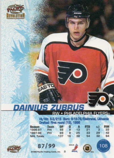  1998-99 Revolution Ice Shadow #108 Dainius Zubrus /99