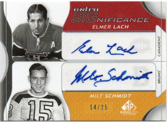  2008-09 SP Game Used Extra SIGnificance #XSGEM Elmer Lach/Milt Schmidt /25