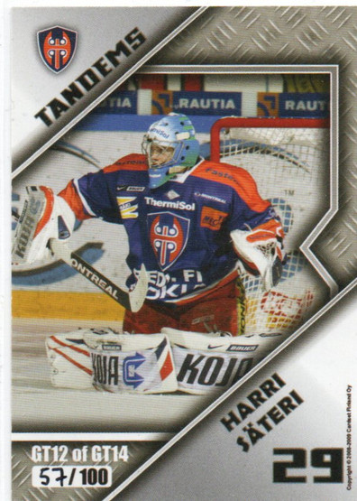 2008-09 Cardset Goalie Tandems Mika Lehto Harri Säteri /100