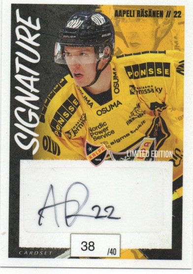2022-23 Cardset Signature Aapeli Räsänen  /40