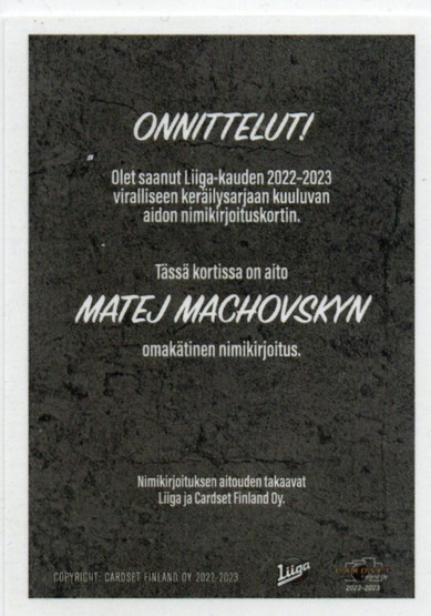 2022-23 Cardset Signature Matej MacHovsky /40