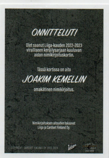2022-23 Cardset Signature Joakim Kemell   /40