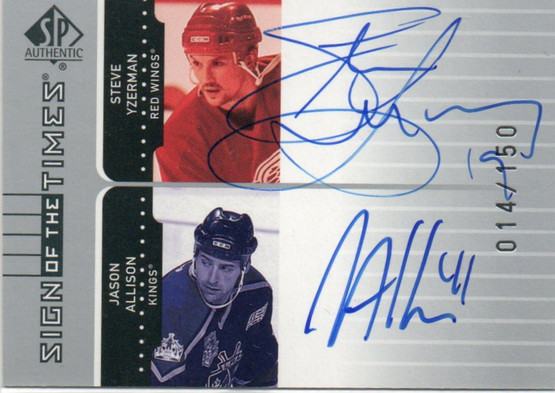  2001-02 SP Authentic Sign of the Times #YA Steve Yzerman/150/Jason Allison