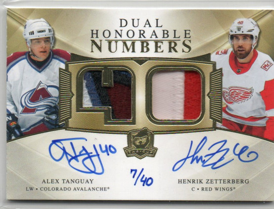  2020-21 The Cup Honorable Numbers Dual #HN2TZ Alex Tanguay/Henrik Zetterberg/40