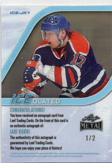  2024 Leaf Metal Hockey Legends ICEolated Diagonal Shimmer Black #ICEJK1 Jari Kurri /2