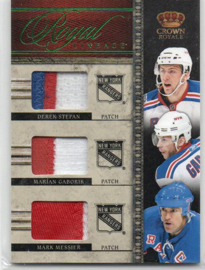  2011-12 Crown Royale Royal Lineage Materials Patches #9 Derek Stepan/Marian Gaborik/Mark Messier /25