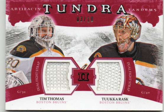  2011-12 Artifacts Tundra Tandems Fight Straps Red #TT2TR Tim Thomas/Tuukka Rask /10