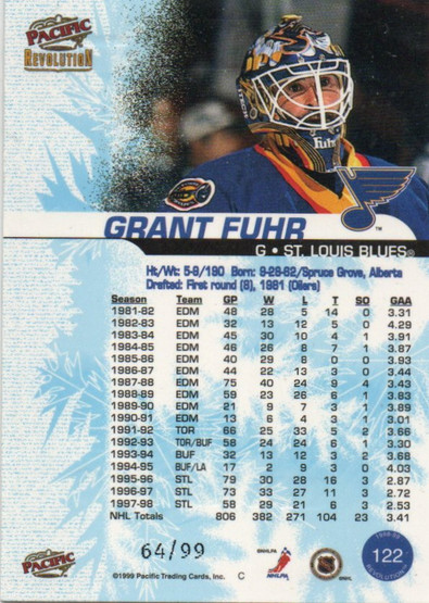 1998-99 Revolution Ice Shadow #122 Grant Fuhr /99