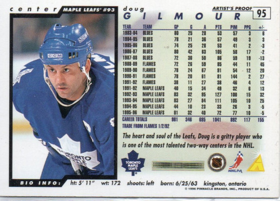  1996-97 Score Dealer's Choice Artist's Proofs #95 Doug Gilmour
