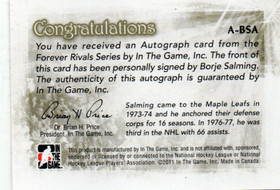  2012-13 ITG Forever Rivals Autographs #ABSA Borje Salming