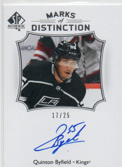  2021-22 SP Authentic Marks of Distinction #MDQB Quinton Byfield /25