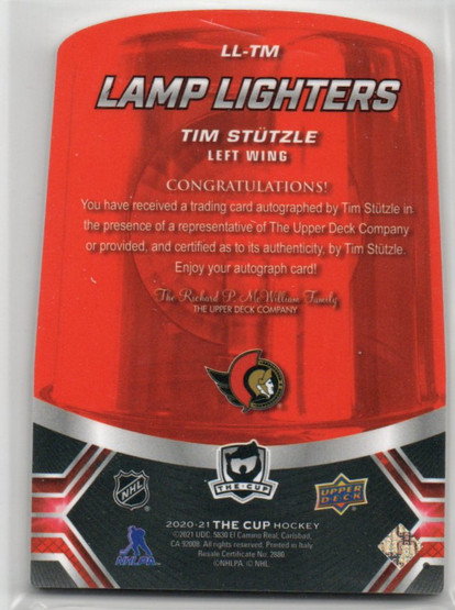  2020-21 The Cup Lamp Lighters Autographs #LLTM Tim Stutzle A