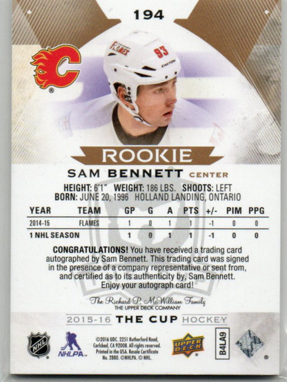  2015-16 The Cup Gold Spectrum #194 Sam Bennett AU /24