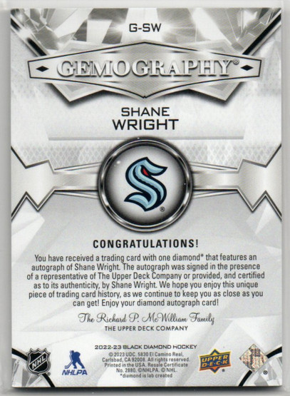  2022-23 Black Diamond Gemography Ruby #GSW Shane Wright /15