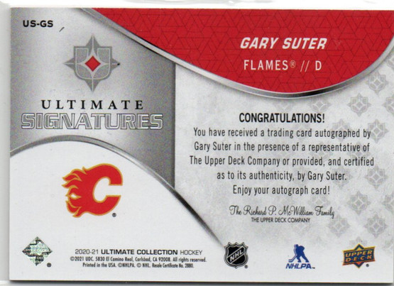  2020-21 Ultimate Collection Ultimate Signatures #USGS Gary Suter C