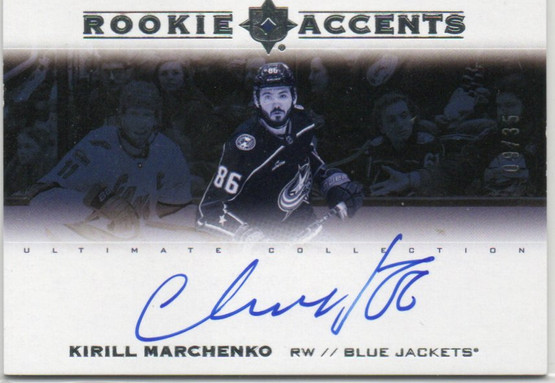  2022-23 Ultimate Collection Rookie Accents Autographs #RAKM Kirill Marchenko/35