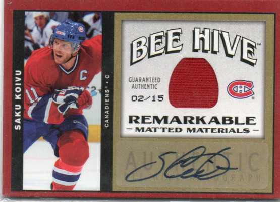 2006-07 Beehive Remarkable Matted Materials #MMSK Saku Koivu /15
