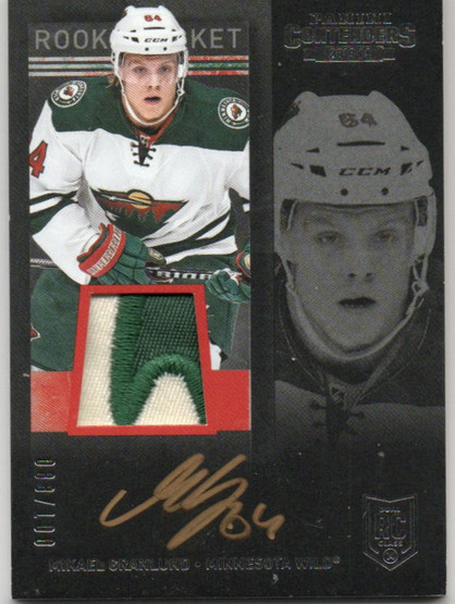  2013-14 Panini Contenders Patch Autographs #264 Mikael Granlund/100