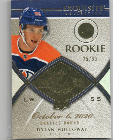  2022-23 Exquisite Collection '08-09 Retro Gold Spectrum #08RDH Dylan Holloway /99