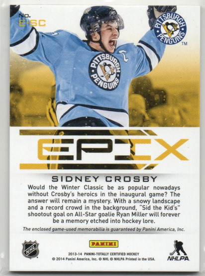 2013-14 Totally Certified EPIX Memorabilia Red Play #ESC Sidney Crosby